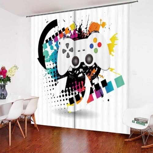 Kitchen Curtain Kids Game Theme Window Curtains Home Decor Living Room Curtains Gaming Controller Bedroom Window Drapes