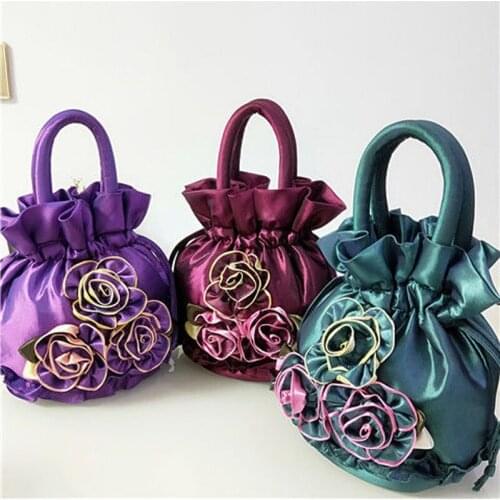 Womens bags Shoulder bag Cloth bag national style portable Female bag draw rope bucket bag mobile phone bag ladies mini bag