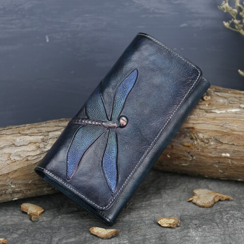 Genuine Leather Women Wallet Handmade Long Purse Vintage Solid Cowhide multiple Cards Holder Clutch Fashion Standard Wallet