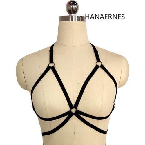 HANAERNES Womens lace lace-up hollow ladies bra sexy sling bra elastic cage bra lace-up Adjusted-straps sling bra corset top