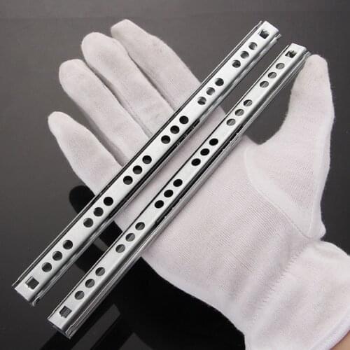 1Pair Micro Drawer slide Ball Guide Two Sections 17mm Wide Steel Fold Drawer Steel Ball Slide Rail Furniture Hardware Fittings