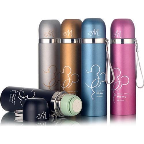 1PC 5 Color 350ml 500ml Promotional Bullet Grind Arenaceous Vacuum Cup Stainless steel Vacuum Flasks Thermoses KD 1454