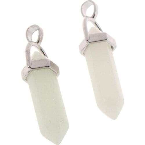 1Pc Bare Stone Luminous Stone Hexagonal Edge Pendant Bullet Necklace Pendant