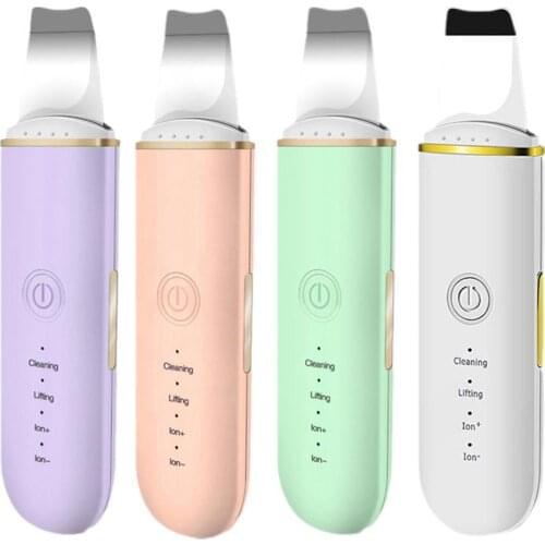 1pcs Ultrasonic Skin Shovel Face Spatula Blackhead Remover USB Facial Scrubber Vibration Clean Cavitation Peeling Facial Lifting