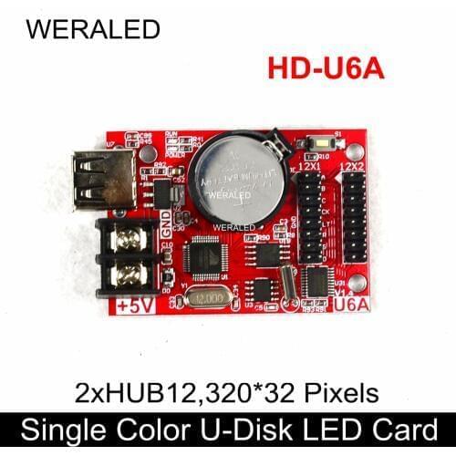 5 pcs/lot Huidu HD-U6A mini Monochrome LED Control Card Support HUB12 P10 Single Color LED Module