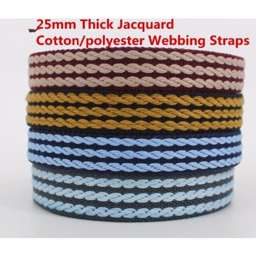 5 yard 25mm Thick Jacquard Cotton/polyester Webbing Straps Tape Bag Shoes pet towing belt, bag decorative accessories
