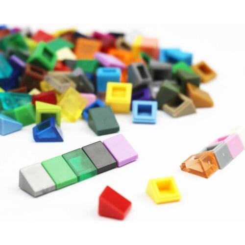 50 Piece Sloped 30° 1x1x2/3 Cheese Slope Building Blocks MOC Build Trucks Parts Kids Learning Toys Compatible with Brick 54200