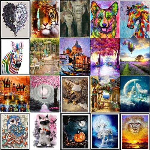 5D diond painted full diamond animal round diamond mosaic pattern home decoration DIY handmade