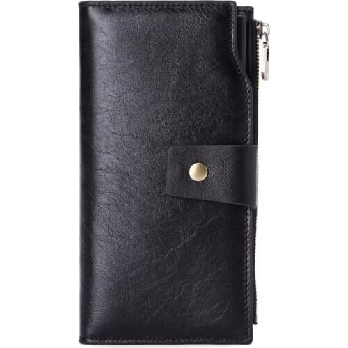 Large Capacity Cell Phone Pocket Hasp Card Holder Handmade Vintage 2020 Brand 100% Top Genuine Cowhide Leather Wallet