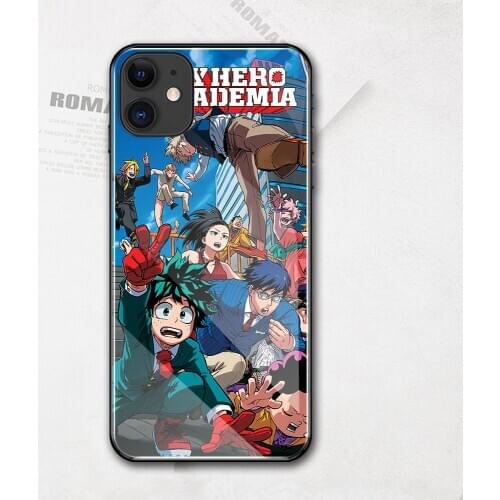 Tempered glass cover my hero academia anime collection case for iphone x xr xs max 11 pro max 6 6s 7 8 plus DIY case