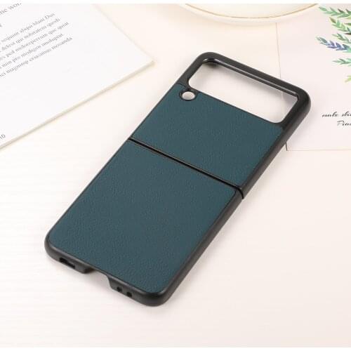Luxury Litchi Leather Case for Samsung Z Flip3 Case Camera Protection Vintage Shockproof Case for Samsung Z Flip 3 Case