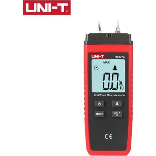 UNI-T UT377A Mini Digital Moisture Meter 2-40% Wood Materials Humidity Tester Timber Damp Detector 2 Pins LCD Backlight
