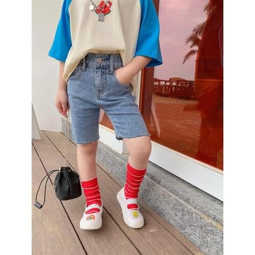 Childrens denim shorts 2021 summer childrens clothing new Korean style riding pant baby casual pants for girls