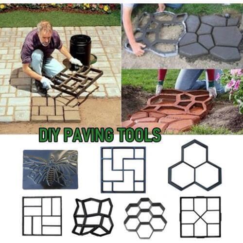 DIY 7 Style Concrete Mold Reusable Walk Maker Stepping Stone Paver Path Maker Walkway Pavement Paving Moulds Patio Yard Garden