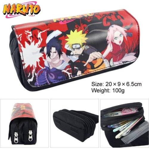 Fire shadow ninja pen bag wallet Mingren Sakura animation large-capacity double-decker zip-up pencil bag wallet