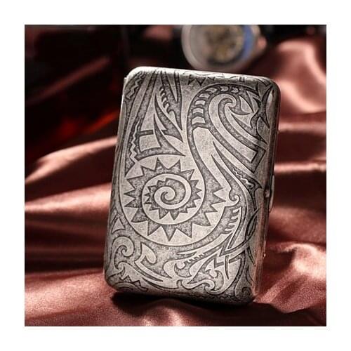Hold 16pcs Cigarette Delicate pattern Female Retro Cigarette Case Antique Tobacco Box Slim Portable Storage Gift for men