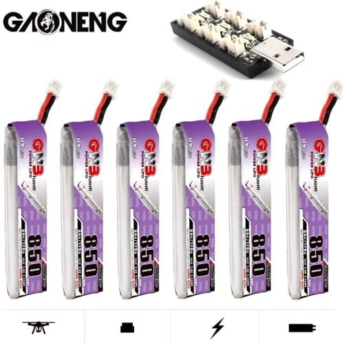 GAONENG GNB 1S 850mAh 3.8V 60C/120C HV 4.35V Light Weight Long Fly Times Lipo Battery Charger Set with PH2.0 Plug For FPV Drone