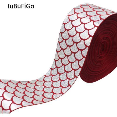 [IuBuFiGo] 5 yard 3" 75mm Foil Grosgrain Hologram ribbon gift ribbon bows DIY headband tape For Decorations