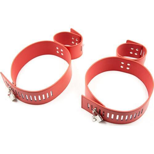Leather Adjustable Hand Cuffs Locking Hands To Thighs Harness Bdsm Bondage Couples Sex Toys