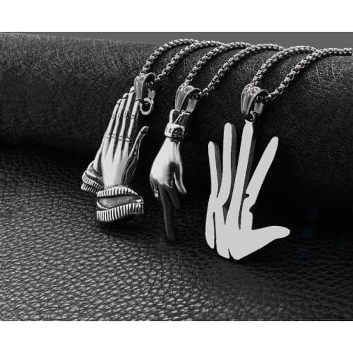 Fashion Titanium Steel Pendant Stainless Steel Praying Hands Necklace Mens Palm Fingers All-match Jewelry hot sale