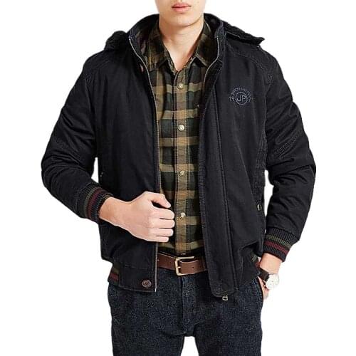 L-8XL Plus Size Autumn Winter Fashion Bomber Jacket Men Hooded Casual Jakcet Military Warm Fleece Coat Male Thick Parka Clothes