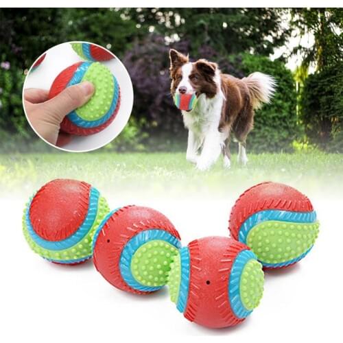 8cm Bite-Resistant Pet Dog Toy Rubber Ball Beef-flavored Elastic Ball Squeak Ball Chewing Toys For Pet Dog