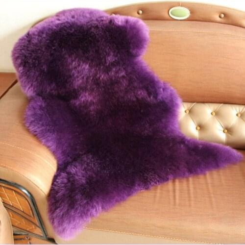 100% Real Sheepskin Area Rug Purple Wool Fur Blanket Sheep Fur Carpet Throw Bedroom Windows Pad Blanket Sofa Cushion Carpets