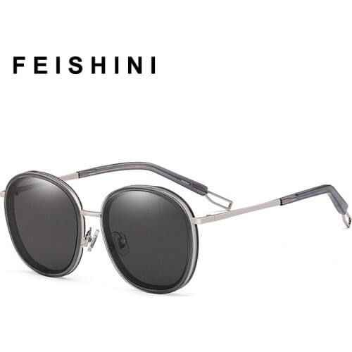 FEISHINI Gradient Oversized Oval Retro Sunglasses Women Oval Transparent Fashion Mirror Unisex Korea Sunglasses Men Big Frame