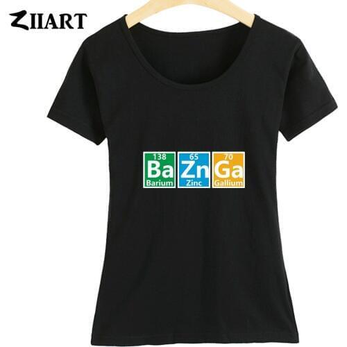 Bazinga Periodic Table Elements Green Sky Blue Yellow Couple Clothes Girl Woman Summer Short-Sleeve T-Shirts ZIIART