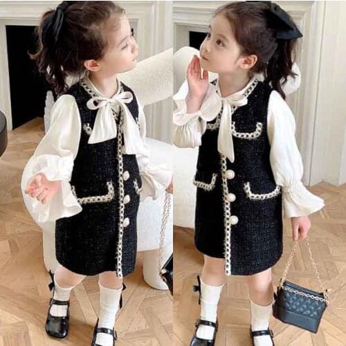 Girl Dress Kids Baby Gown 2021 Black Spring Autumn Toddler Princess Outwear School Beach Uniform Dresses Children Clothing