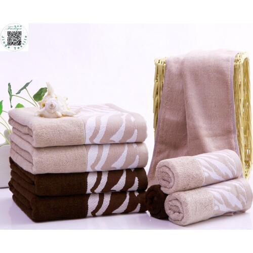 2pcs*lot 34x74cm 100g High Quality Bamboo Pure Cotton Face Bath Towel Soft Solid Striped Home Textile Bath Face Towel Set
