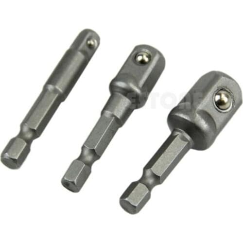 Easy Use 1/4" 3/8" 1/2" Steel Drill Bit Bar Hex Socket Driver Shank Adapter Set My06 21 Dropshipping