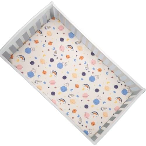 SK003 Organic Cotton Crib Fitted Sheet For Kids Mattress Cover Protector