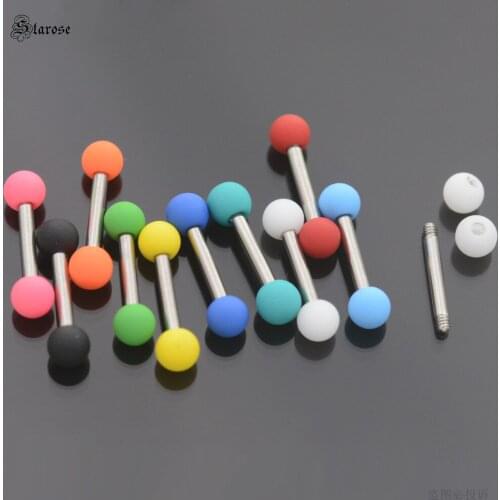 Starose 5Pcs 1.2x8mm 16G DIY Straight Bar Rubber Painting Blue Acrylic Balls Eyebrow Ring Tragus Piercing Helix Ear Stud Jewelry