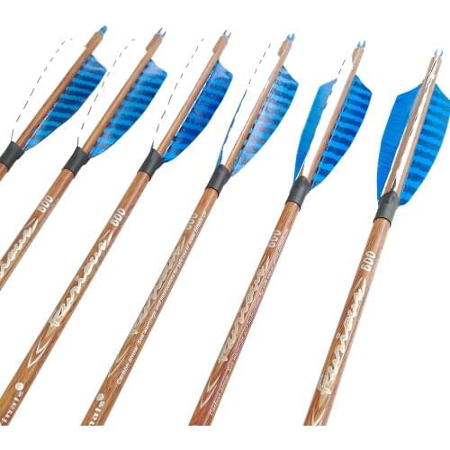 Pinals Spine 400 500 600 Archery Carbon Arrows ID6.2 Shaft Wood Skin Turkey Feathers Vanes Compound Recurve Bow Hunting Shooting