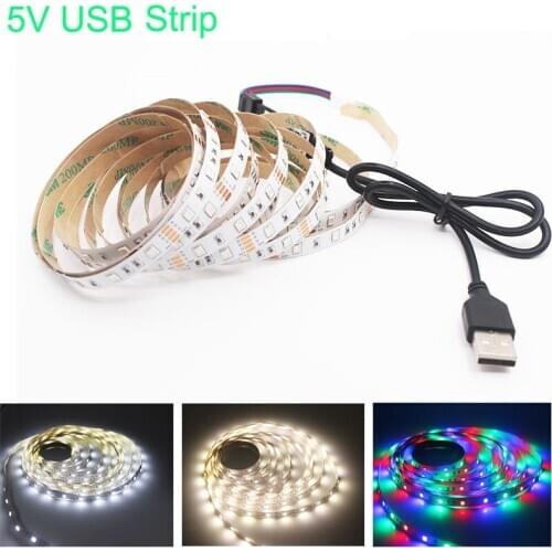 5V USB 2835 LED Light Strips Infrared Remote Controller Decoration Lighting Ribbon Lamp For Party Bedroom RGB BackLight