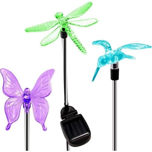 Led RGB Bird Butterfly Dragonfly Solar lights for Pathway Outdoor Landscape Path Lawn Lamp