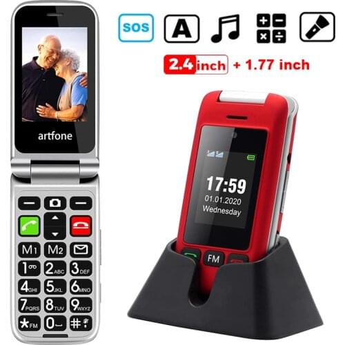 Artfone C10 Flip Big Button Mobile Phone,Senior Phone with Charging Cradle and Large Screen for Elderly(2G)
