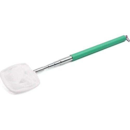 Stainless Steel Extendable Handle Aquarium Pond Fish Shrimp Skimming Net Square