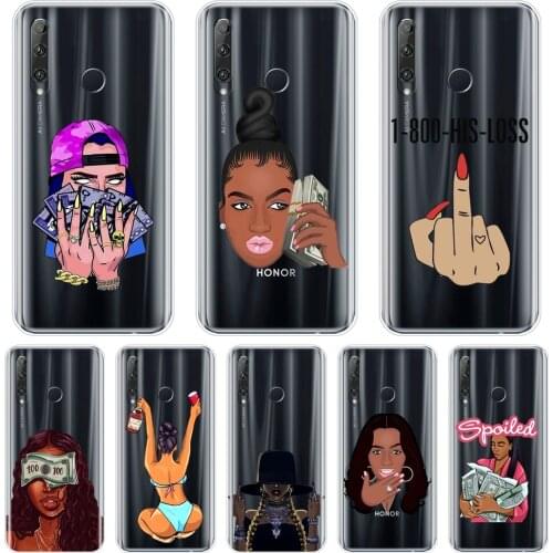 Back Cover For Huawei Honor 8A Pro 8S V20 Soft Silicone Black Girl Make Money For Huawei Honor 20 Lite Pro 10i 20i Phone Case