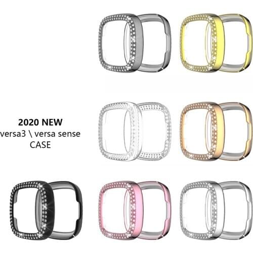 Protective Bling Case For Fitbit Versa 3 Cover Diamond Bumper Frame For fitbit Sense/ verge3 smart watch Protector accessories
