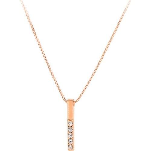 KOFSAC Fashion 925 Sterling Silver Necklaces For Women Jewelry Simple Shiny Zircon Rose Gold Small Stick Necklace Lady Gifts