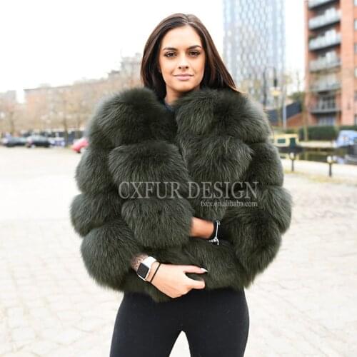 CX-G-A-11F 2019 Luxury High Quality Genuine Fox Fur Winter Women Overcoat