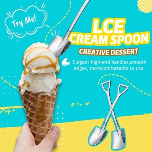 1PC Dessert Coffee Spoon Cutlery Set Stainless Steel Retro Iron Shovel Ice Cream Spoon Scoop Creative Spoon tea-spoon Tableware