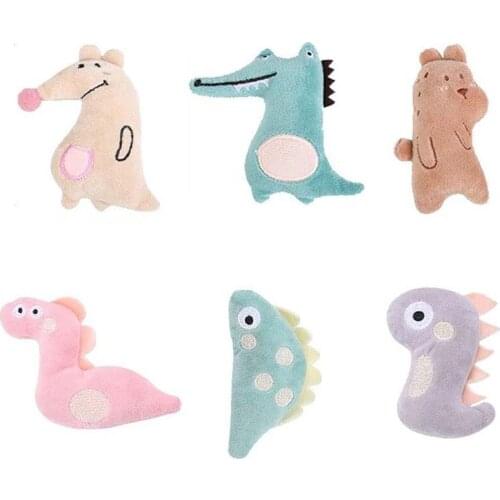 6Pcs/Lot Cute Dinosaur Plush Cat Toy Crocodile Pet Toy Kangaroo Animal Cat Mint Toys Cat Chewing Toy