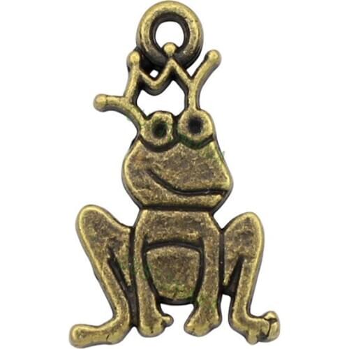80pcs-Antique Bronze Frog Prince Charm Pendant 22x14mm