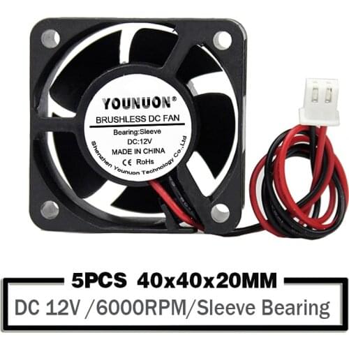 5pcs/lot YOUNUON DC 12V 2Pin 4020 40mm 40x40x20mm Micro Brushless Cooler Cooling Fan Fans
