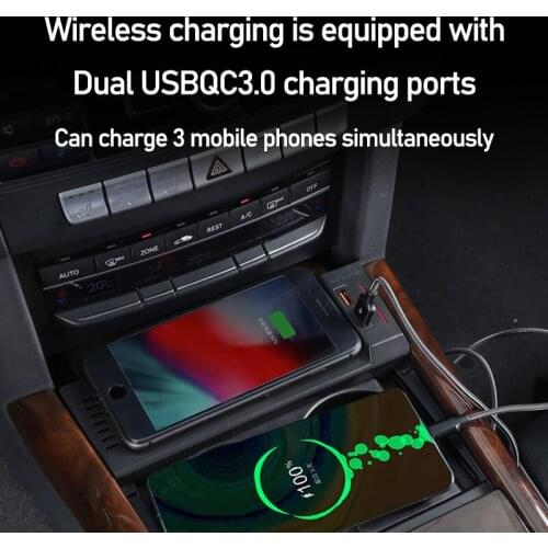 15W Car QI Wireless Mobile Phone Charger Cigarette Lighter For Benz W212 E-Class E260 E300 2012 2013 2014 2015 Auto Parts