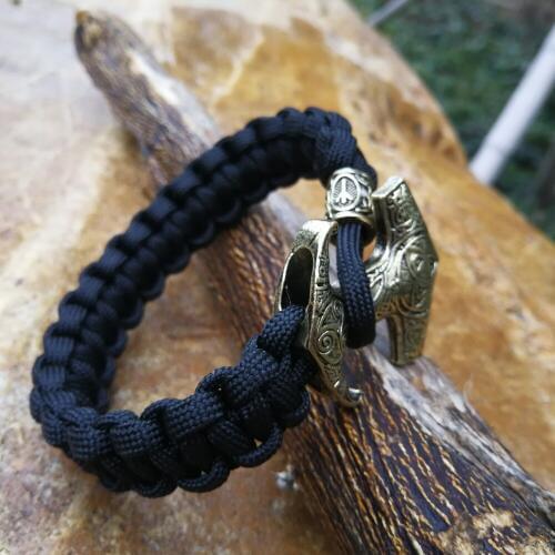 Viking Rune beads Bracelets Thor Mjolnir Hammer Amulet Paracord Rune Knot Scandinavian Bracelet B019