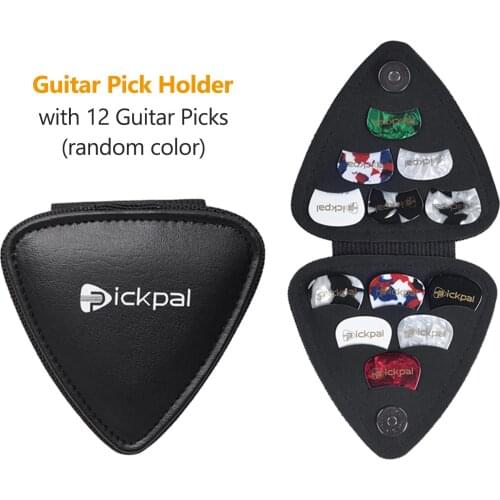 PICKPAL Guitar Picks Holder Case for Acoustic Electric Guitar Includes 12 PCS Guitar Picks Leather Guitar Picks Bag